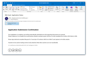 Malicious Email Appearing to come from the Small Business Administration